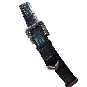 Axcess Black Crocodile Embossed Italian Leather Unisex Size Medium